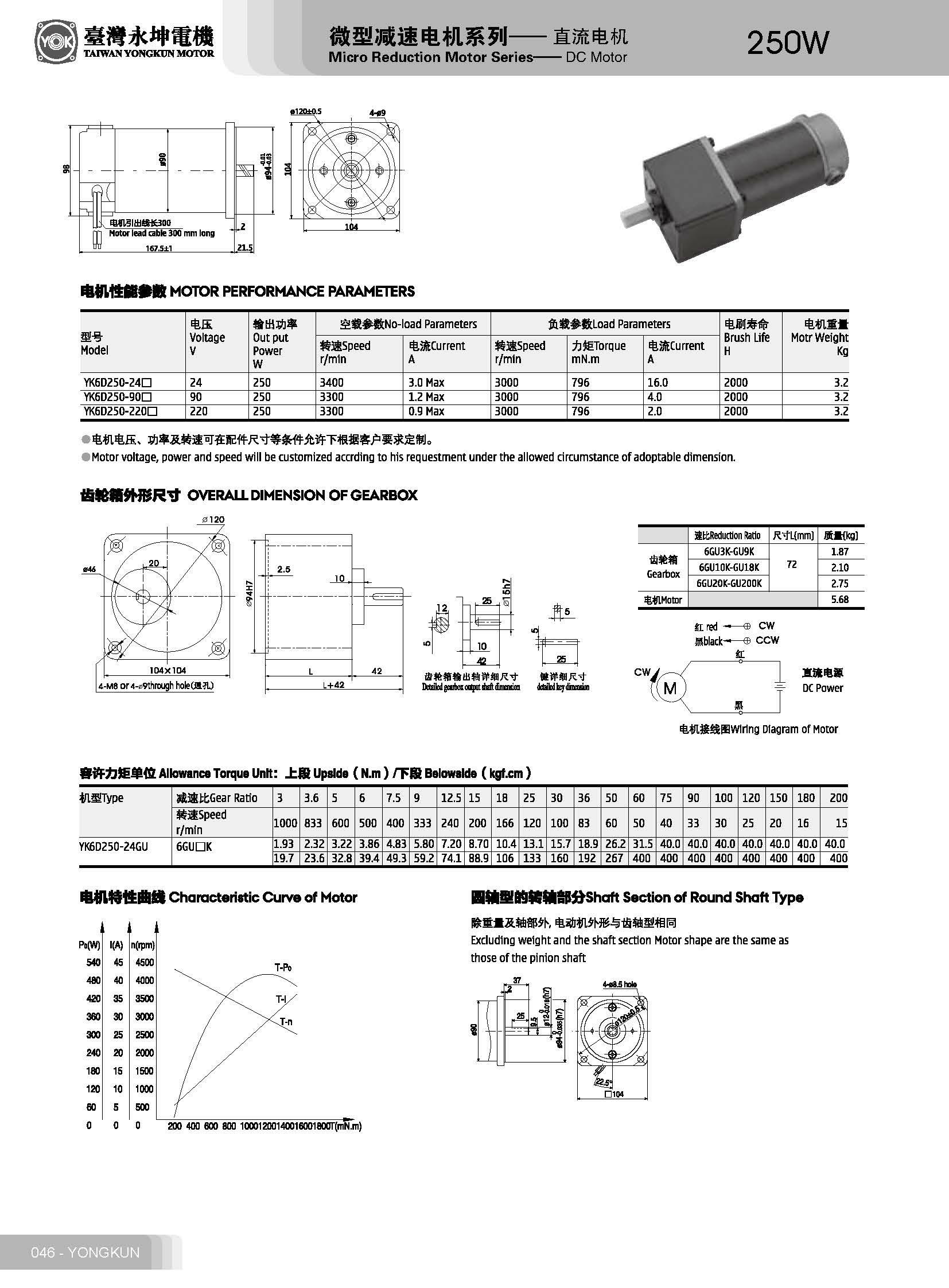 250W直流微型電機(jī)